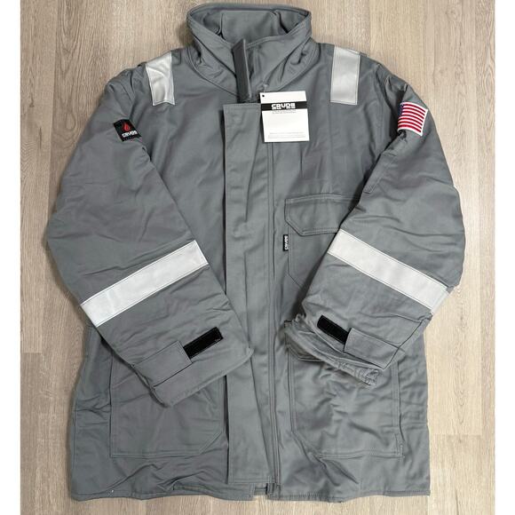 Crude FR Flame Resistant RPS New Men's Gray Insulated Work Jacket Size Large - Picture 1 of 16